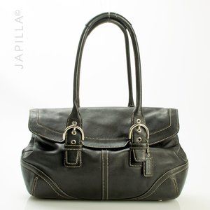 Coach Hampton Soho Purse Black Leather Satchel